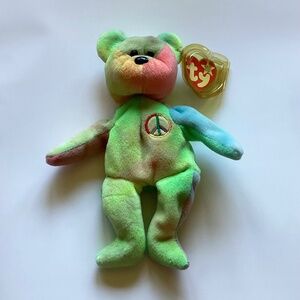 1996 Original Tie Dye Rainbow Peace Beanie Bear